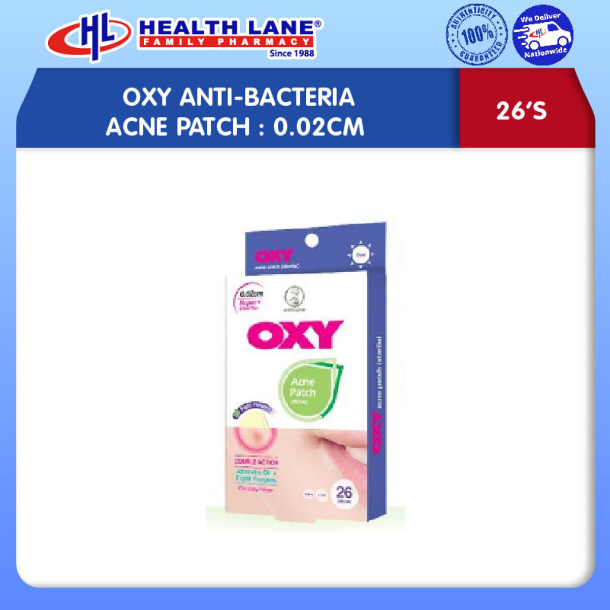 OXY ANTI-BACTERIA JERAWAT PATCH 0.02CM (26'S)